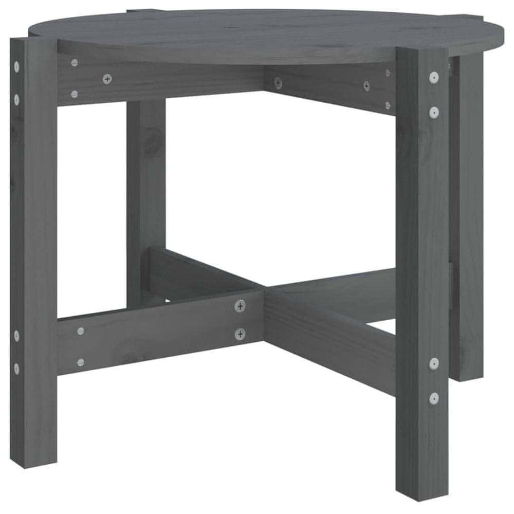 Vidaxl Konferenčný stolík sivý Ø 62,5x45 cm borovicový masív